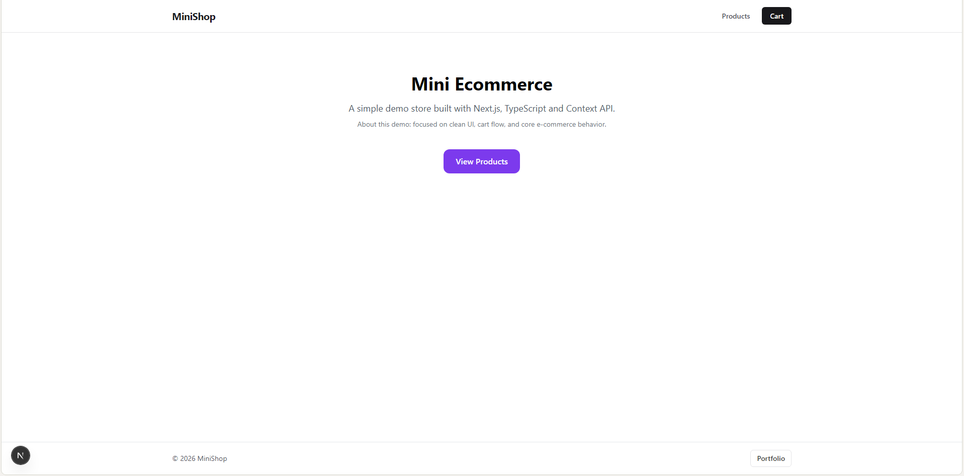 Mini Ecommerce main page